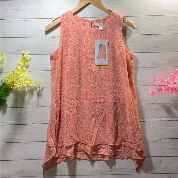 NWT Fever lightweight Orange Print Tank Blouse - Picture 1 of 9